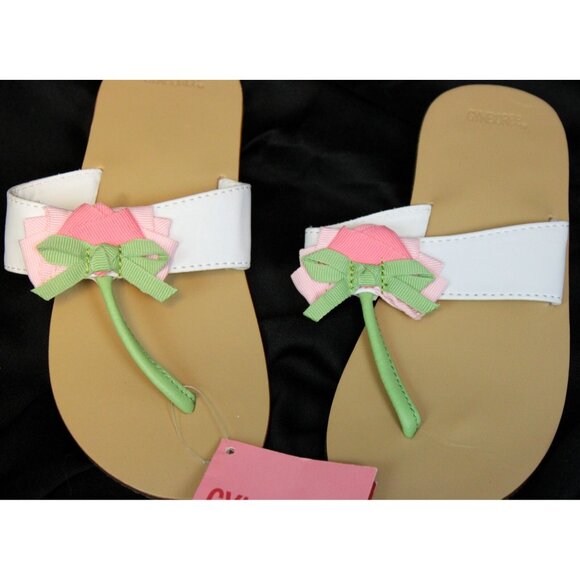 2010 Gymboree Easter Celebrate Spring Thongs Shoes sz 12 Flip Flips Tulips Sanda - Picture 2 of 5